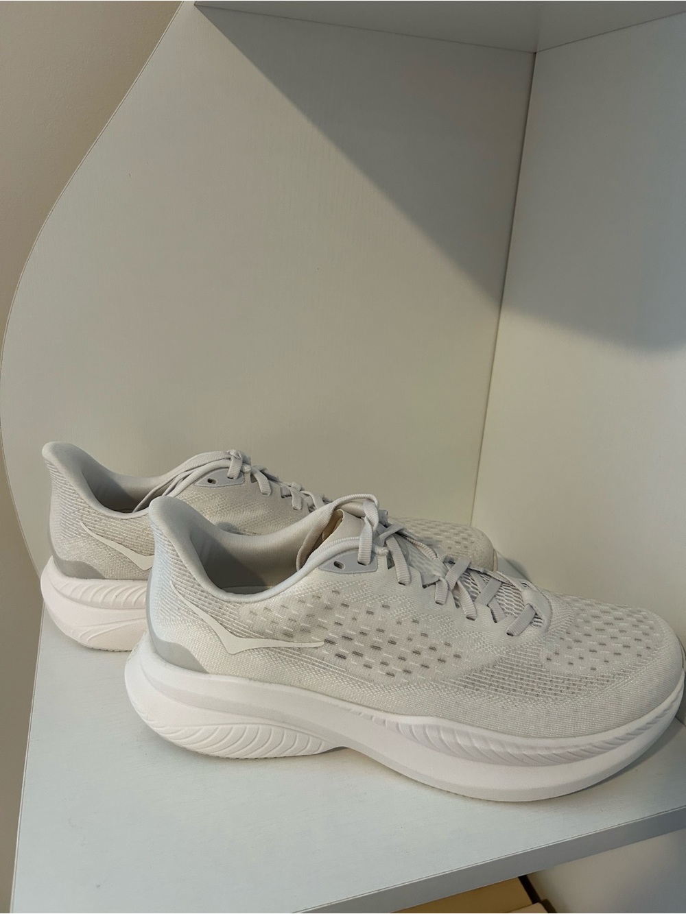 Hoka One One Women's Running Shoes in Light Gray and White
